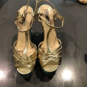 LK Bennett womens gold wedges